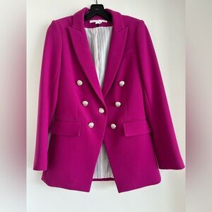 Veronica Beard Matteo Dickey Double-Breasted Blazer in Magenta Size 2